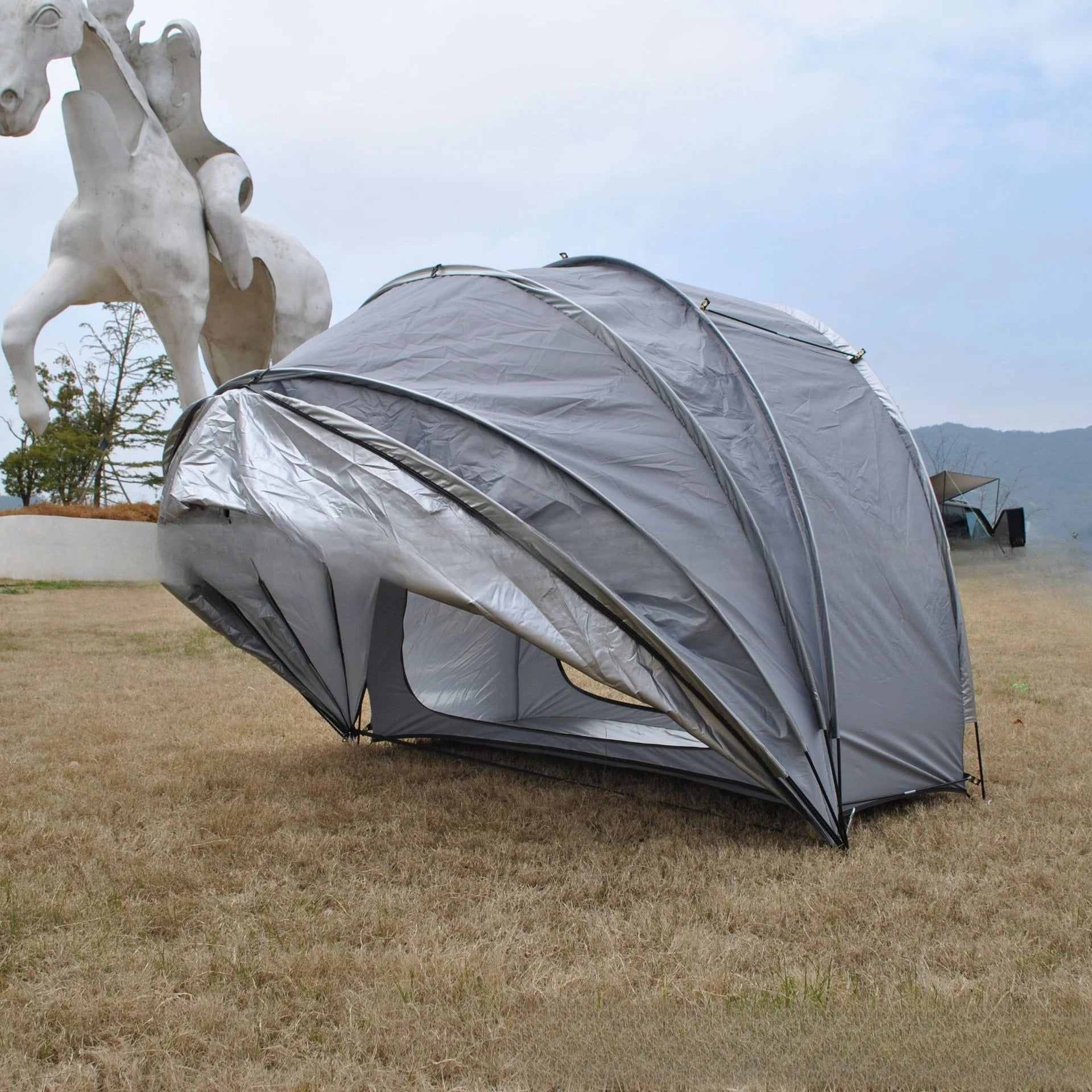 Rainproof Multi-Use Shelter Tent – 600D Oxford Fabric, Fiberglass Poles, Fits 3–4 People Trekker Essentials