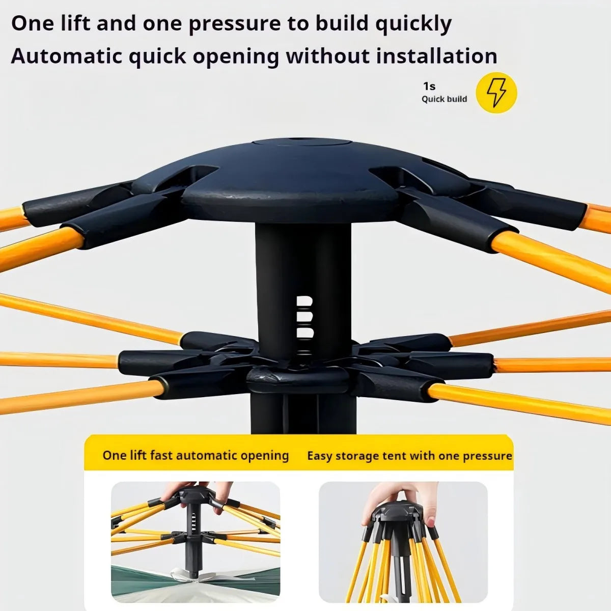 Instant Pop-Up Camping Tent - 4-Season Shelter with Dual Doors & Windows