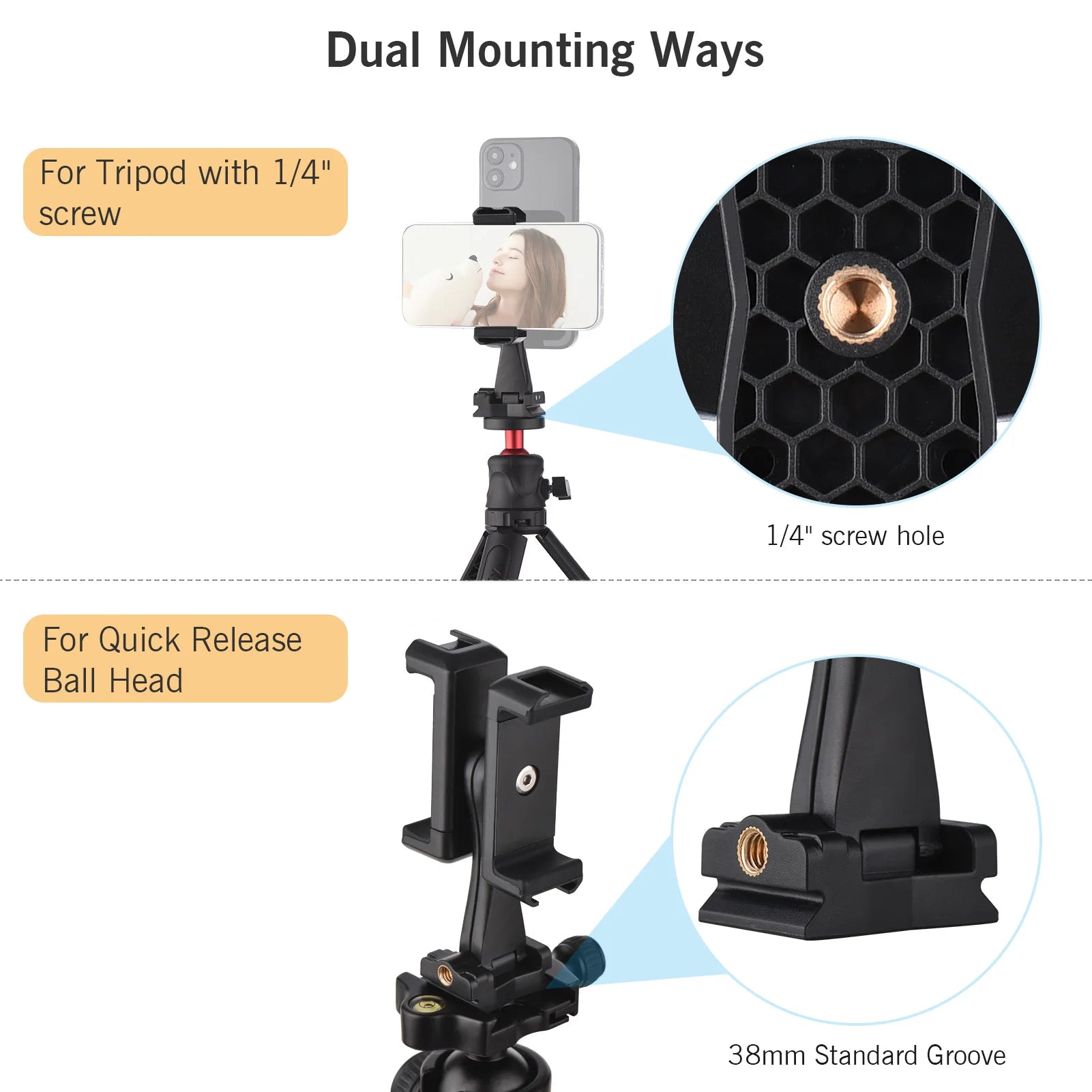 Professional Smartphone Video Kit - Dual Phone Mount with 4 Cold Shoes, 360° Tripod & Adjustable Holders for Vlogging/Live Streaming.