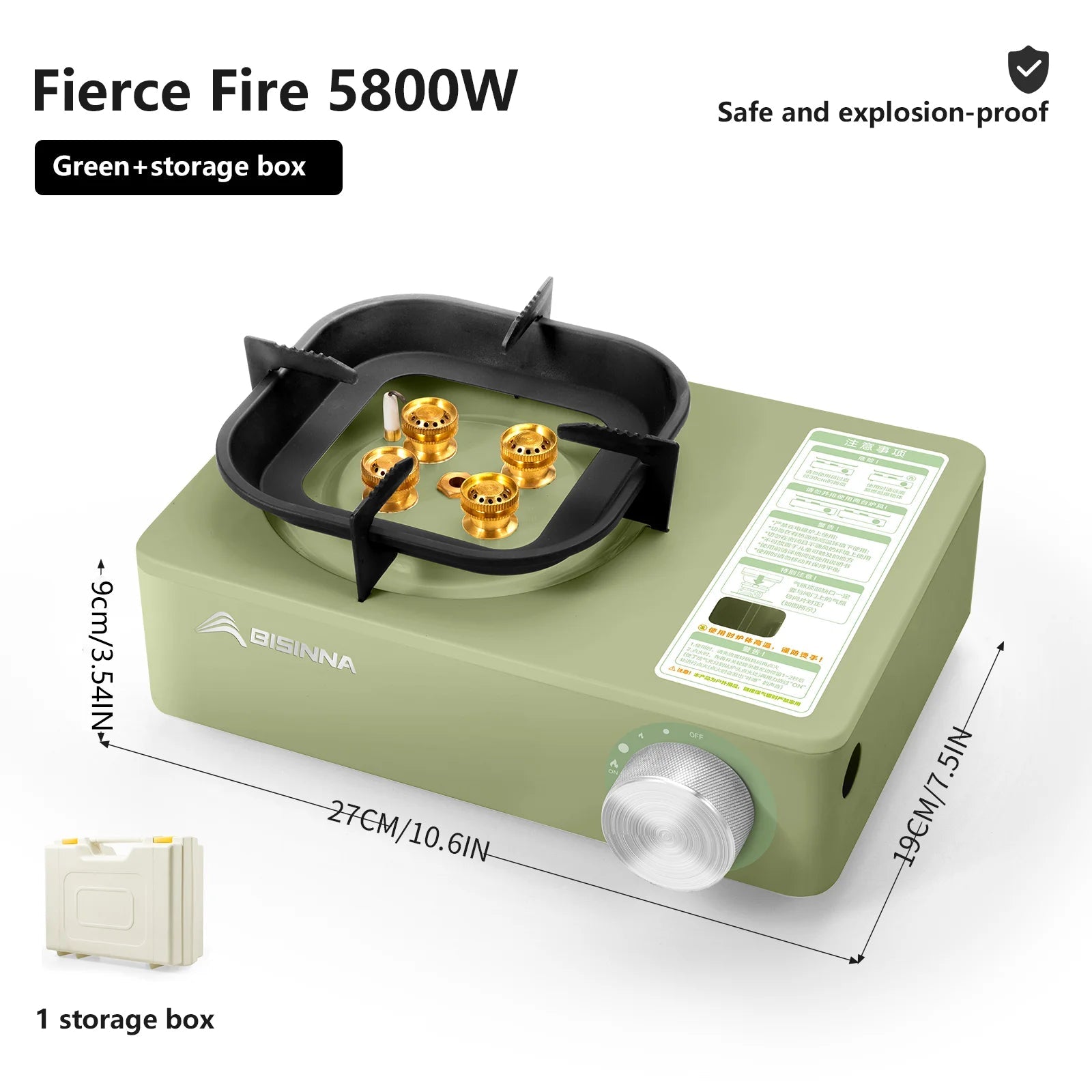 BISINNA Camping Gas Stove 5800W High Firepower Outdoor Portable Cassette Burner for Picnic Hiking Trekking Trekker Essentials