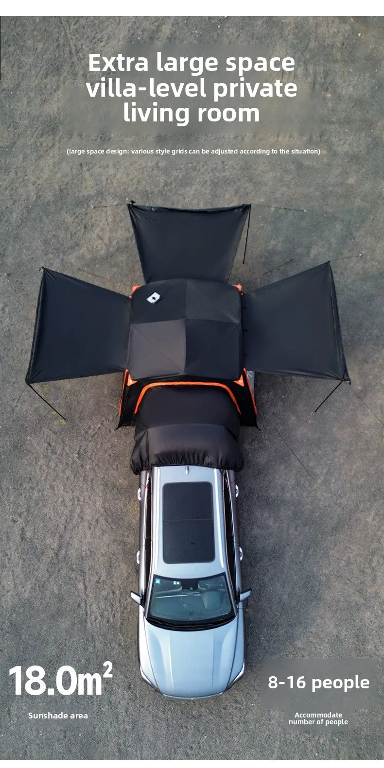 Tienda de techo hidráulica de apertura rápida – Toldo impermeable de doble capa – Refugio de camping para 5-8 personas