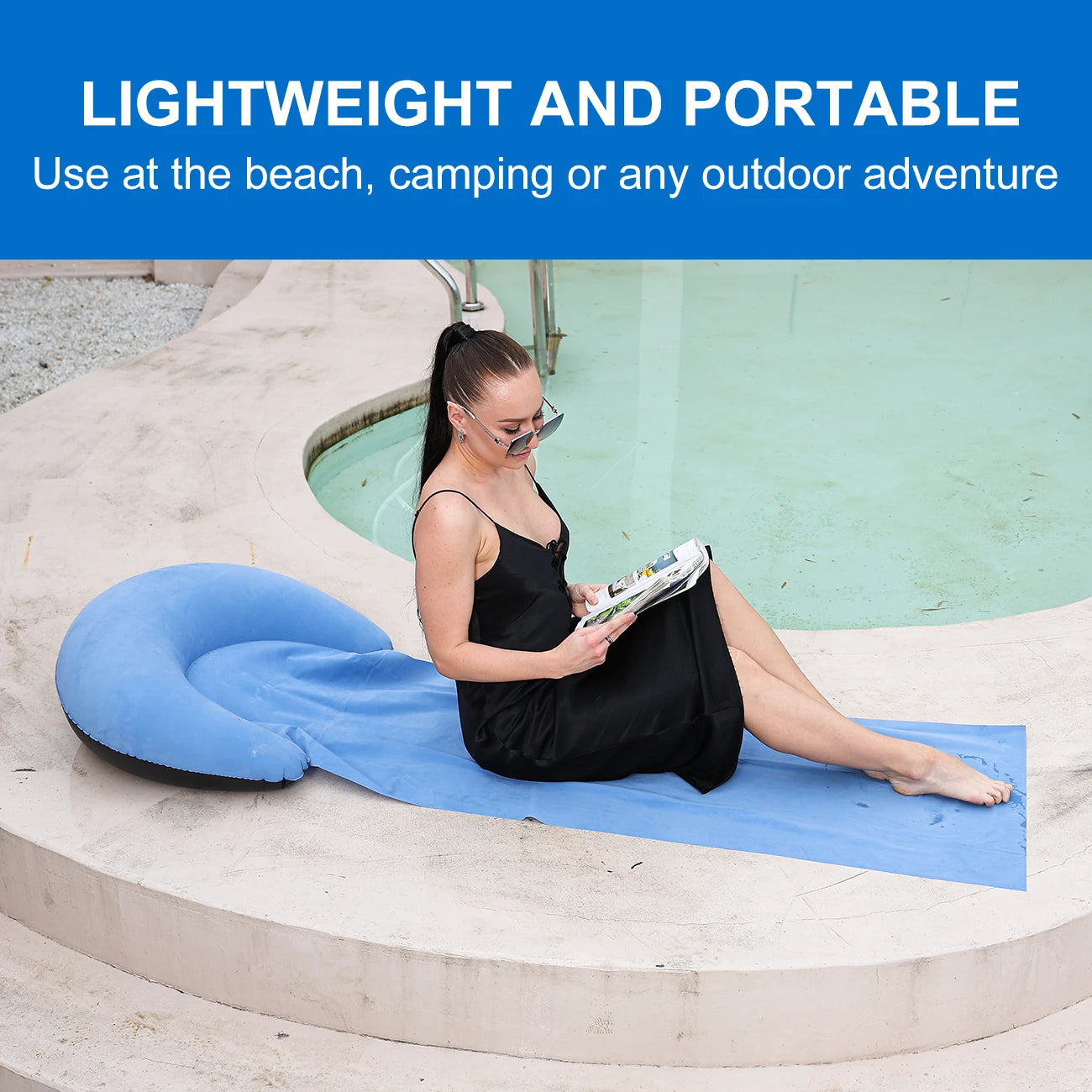 1PCOutdoor Camping Foldable Inflatable Beach Mat, Compact, Convenient and Simple Camping Outdoor Mat, Suitable For Beach Parties Trekker Essentials