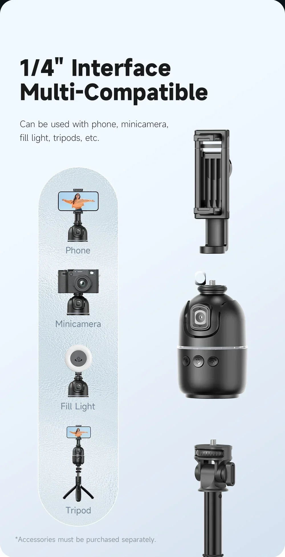 360° Auto Face Tracking Gimbal Tripod with Gesture Control & Remote