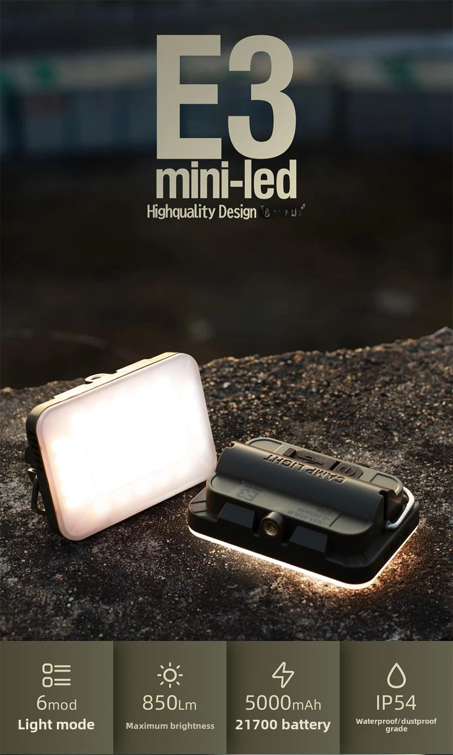 5000mAh Rechargeable LED Camping Tent Light – Portable Waterproof Hanging Lantern for Outdoor & Emergency Lighting Trekker Essentials