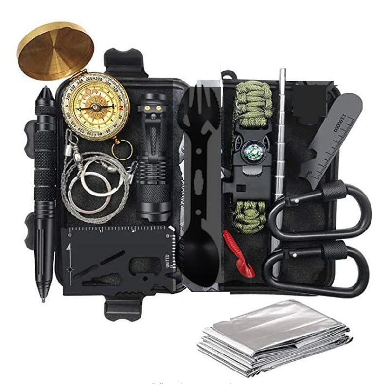 Survival Kit Emergency Set – Multi-Tool Outdoor Camping & First Aid Gear for Hiking, Travel & Wilderness Trekker Essentials