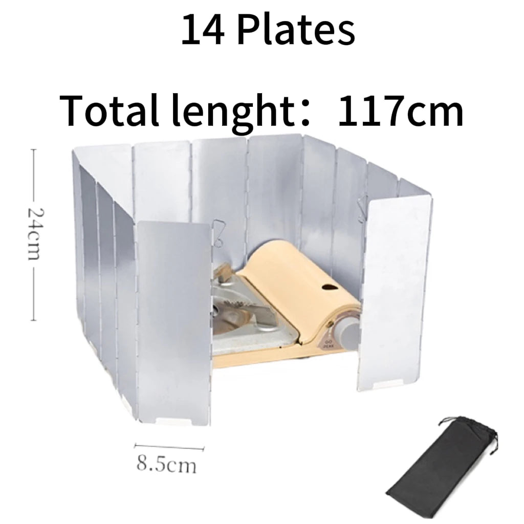 Parabrisas de aleación de aluminio para estufa de camping: protector cortavientos ajustable con bolsa de almacenamiento