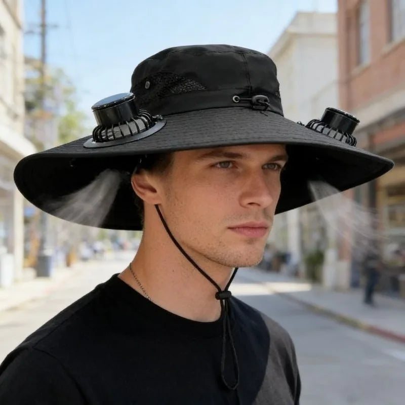Solar Powered Sun Hat Cooling Fan UV Protection Outdoor Hiking Fishing Camping Summer Travel Bucket Hat Sun Protection Hat Trekker Essentials