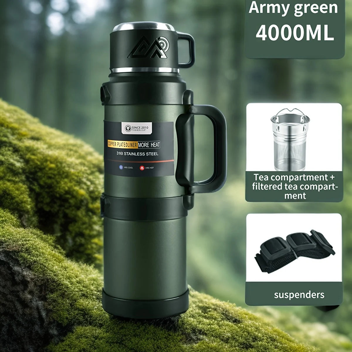 72-Hour Stainless Steel Thermos – Large Capacity Insulated Water Bottle with Handle