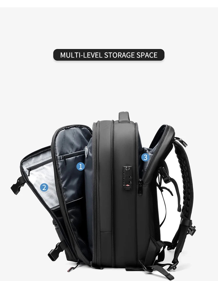 17-Inch Laptop Vacuum Compression Backpack – 36–55L Expandable Travel Pack