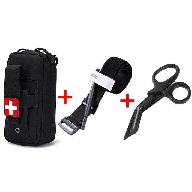 Tactical First Aid Kit with Tourniquet – MOLLE Emergency Medical Pouch for Camping, Hiking & Survival Trekker Essentials