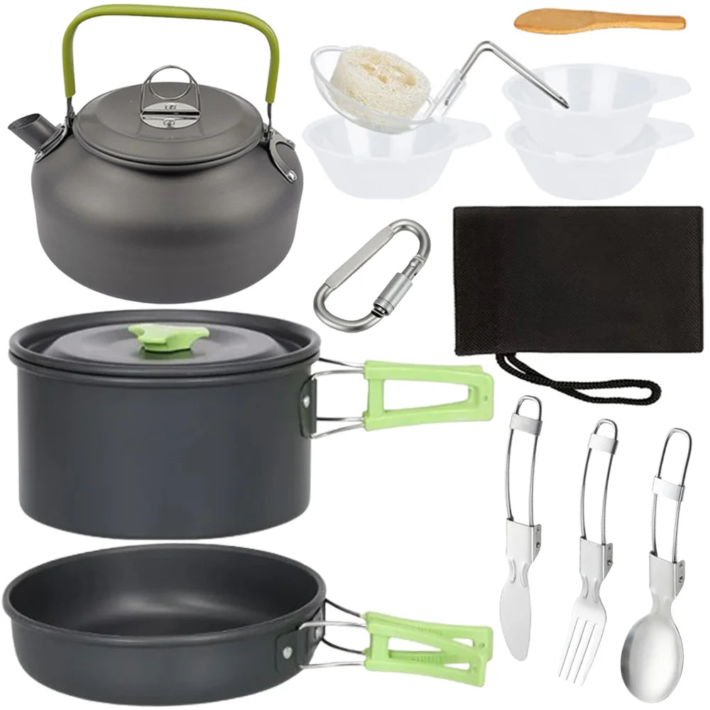 Portable Camping Cookware Set – Lightweight Aluminum Outdoor Cooking Kit for Camping, Hiking & Backpacking Trekker Essentials