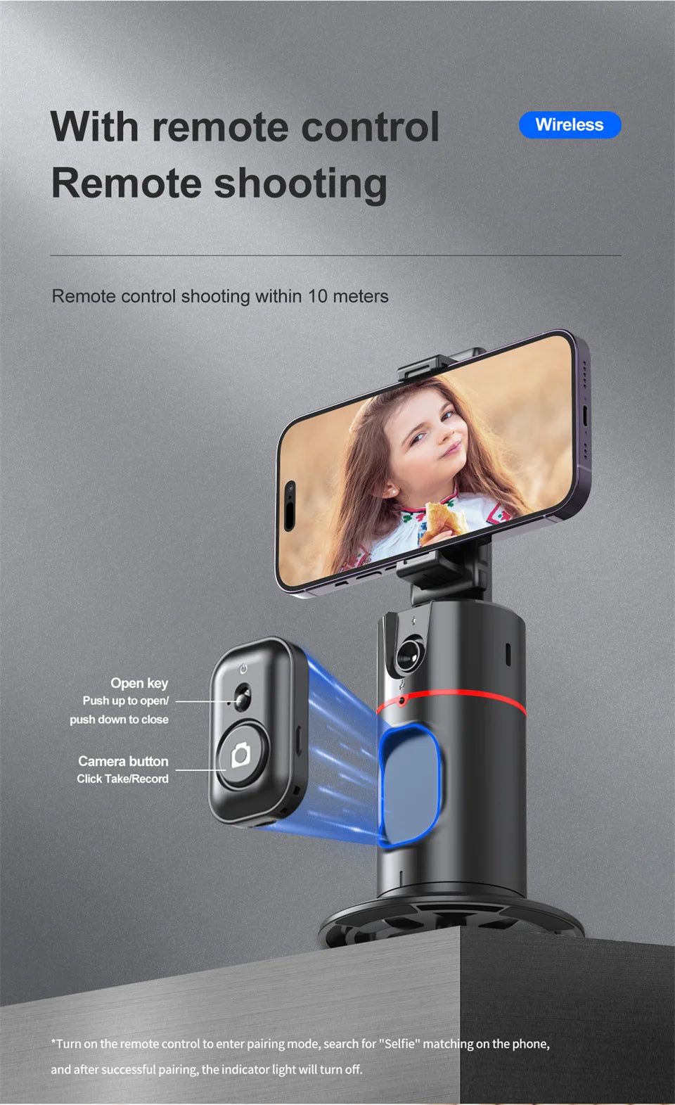 360° Rotating Phone Gimbal with 1.5M Selfie Stick & Face Tracking – Stabilizer for TikTok, Vlogging & Live Streaming