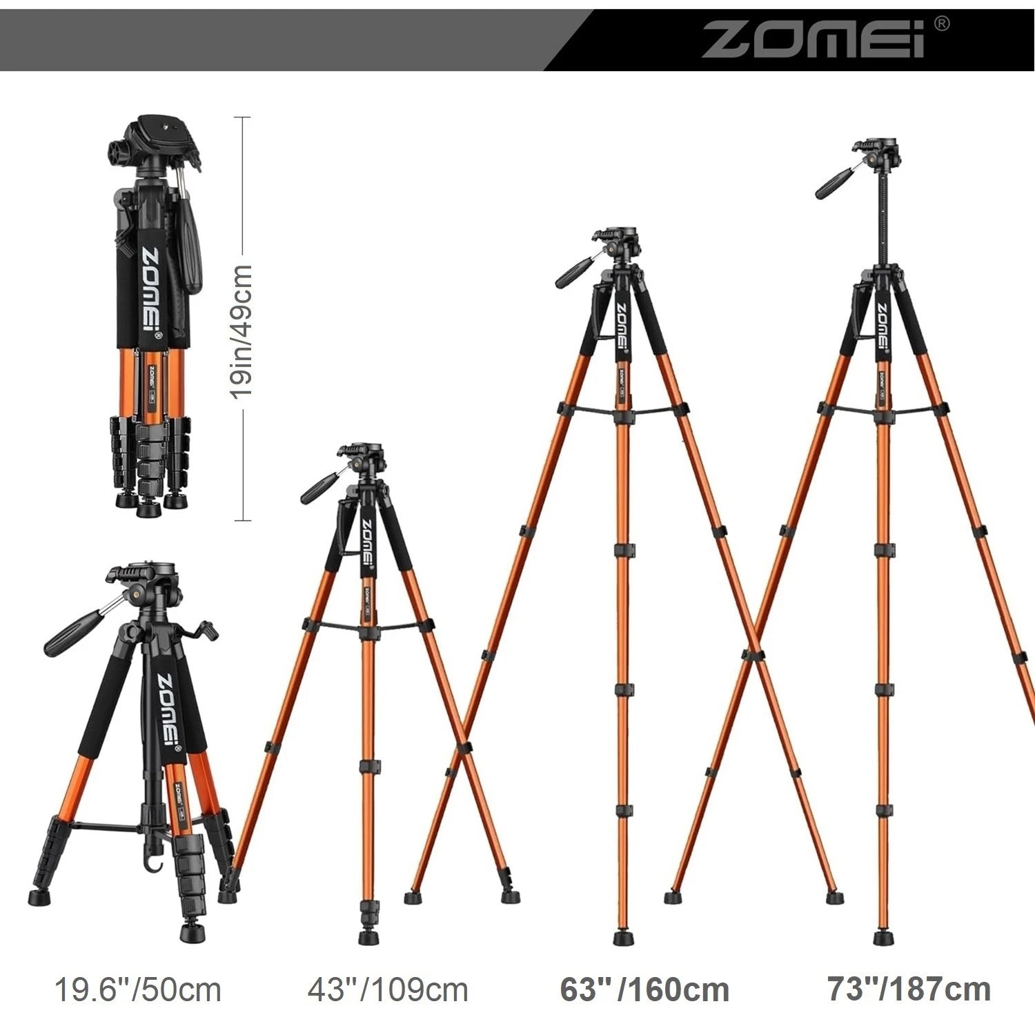73.6" Professional Camera Tripod - 5kg Load Aluminum Alloy DSLR/Phone Stand