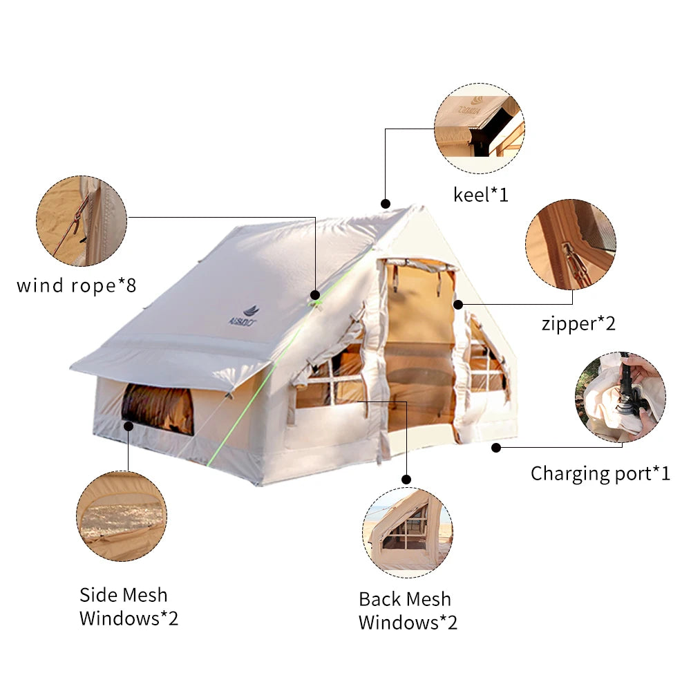 Large Inflatable Camping Tent for 3–4 People – Waterproof Family Cabin Tent with Sun Protection Trekker Essentials