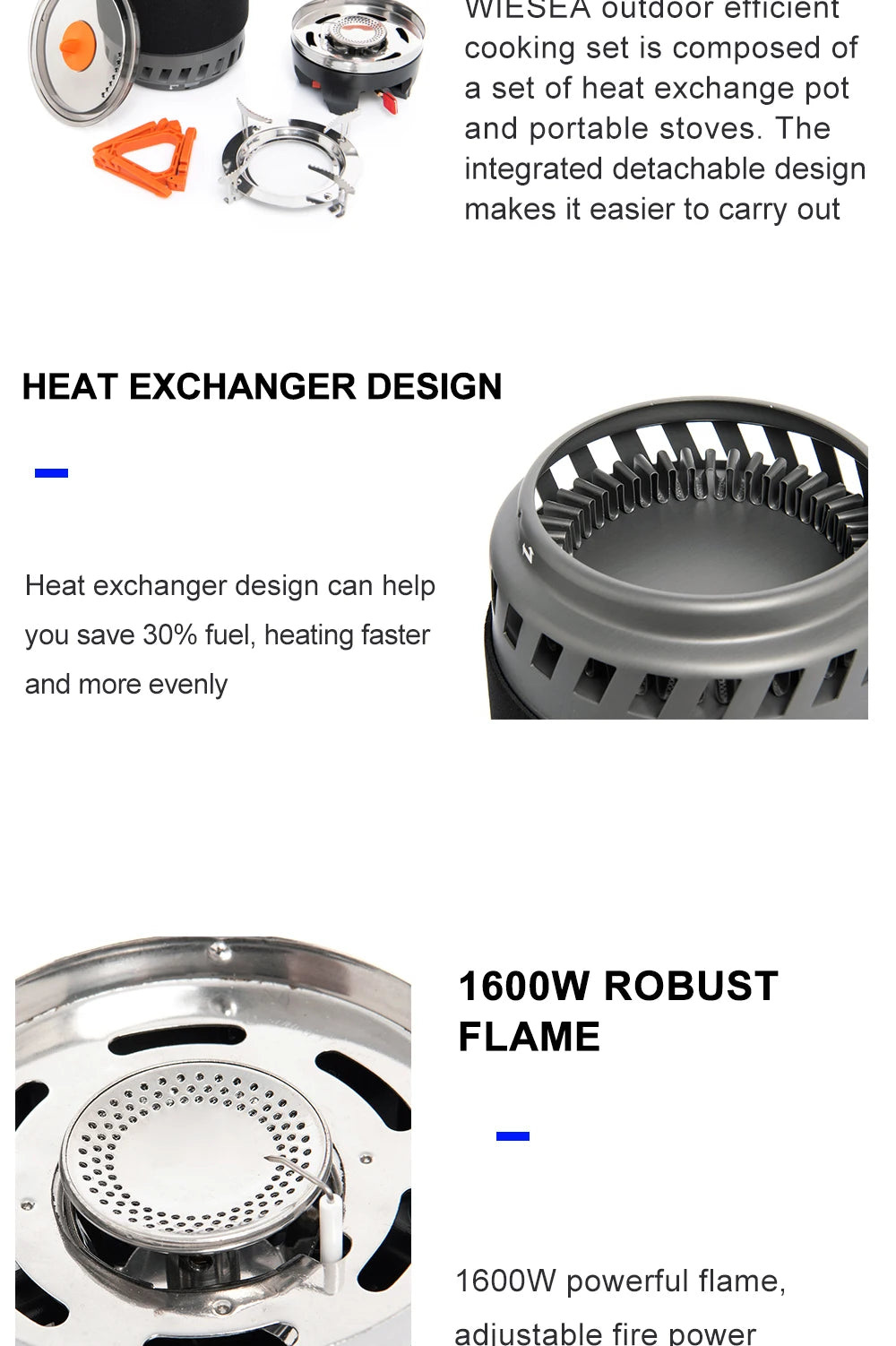 Camping Cooking System with Heat Exchanger – Complete Outdoor Pot Set & Gas Stove