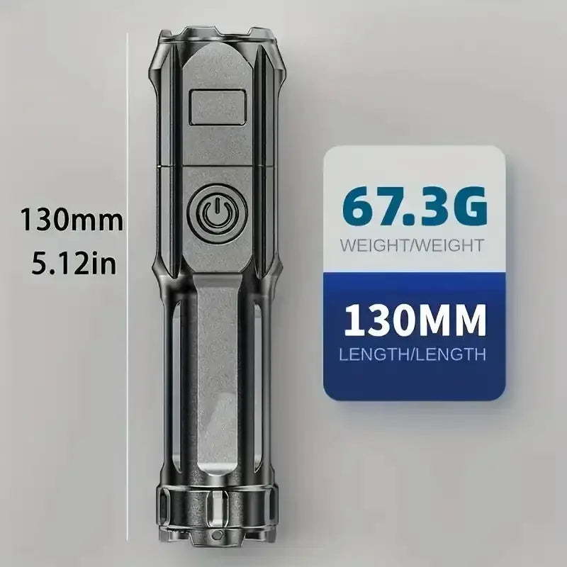 Ultra-Bright Rechargeable LED Flashlight – 100,000 Lumens USB Zoomable Tactical Light for Fishing, Hunting & Camping