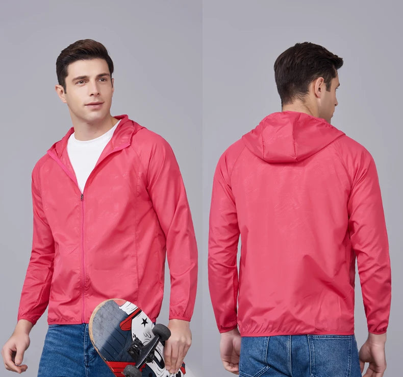 JNLN Men Women Hiking Jackets Waterproof Sun Protective Windbreaker Unisex Camping Climbing Outdoor Rain Coat Portable Clothes Trekker Essentials