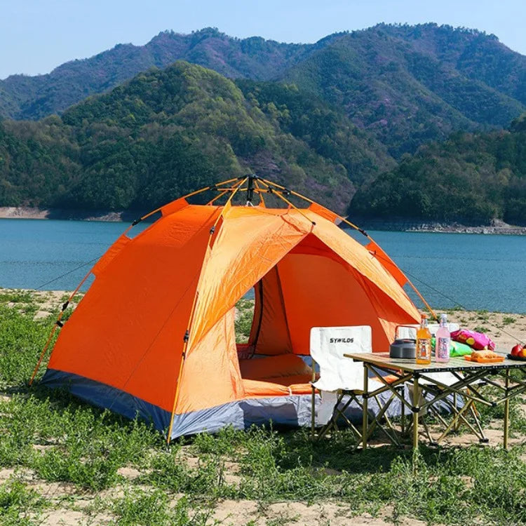 3-4 Person Instant Pop-Up Tent - Waterproof Automatic Camping Tent with Fiberglass Poles for Family Outdoor Adventures