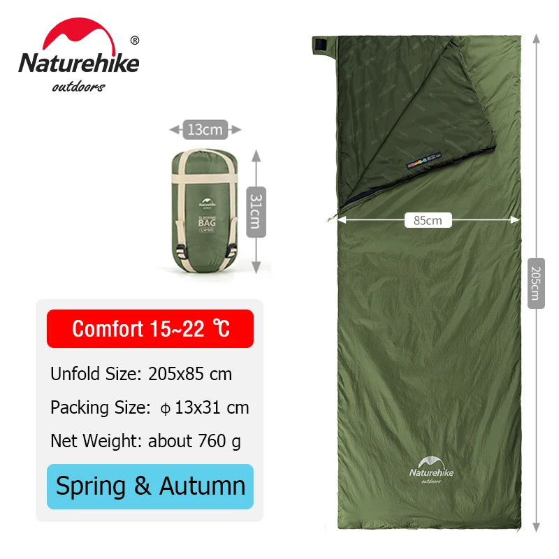 Naturehike lw180 Sleeping Bag Ultralight Cotton Sleeping Bag Spring Summer Sleeping Bag Outdoor Hiking Camping Sleeping Bag Trekker Essentials
