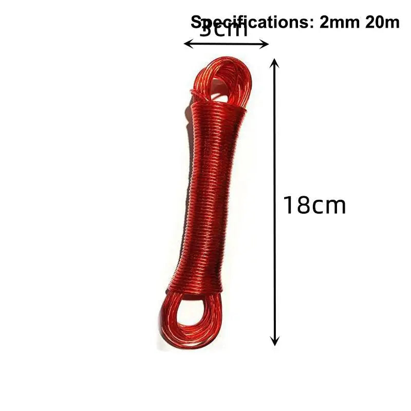 10/20/30/50M PVC Coating Steel Clothesline Outdoor Portable Clothesline Garden Camping Travel Clothes Drying Rope Trekker Essentials