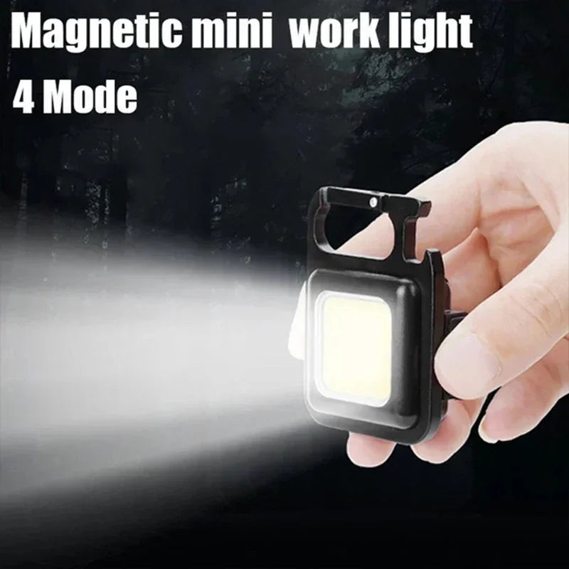 LED Working Light USB Rechargeable Mini Flashlight Portable Bright Keychain Pocket Clip Lantern Outdoor Hiking Fishing Camping Trekker Essentials
