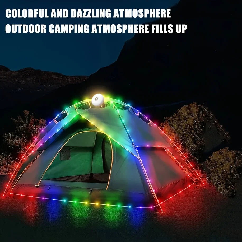 Rechargeable 32.8FT Camping String Lights with Portable LED Lantern – 2-in-1 Tent Lights with 5 Lighting Modes Trekker Essentials