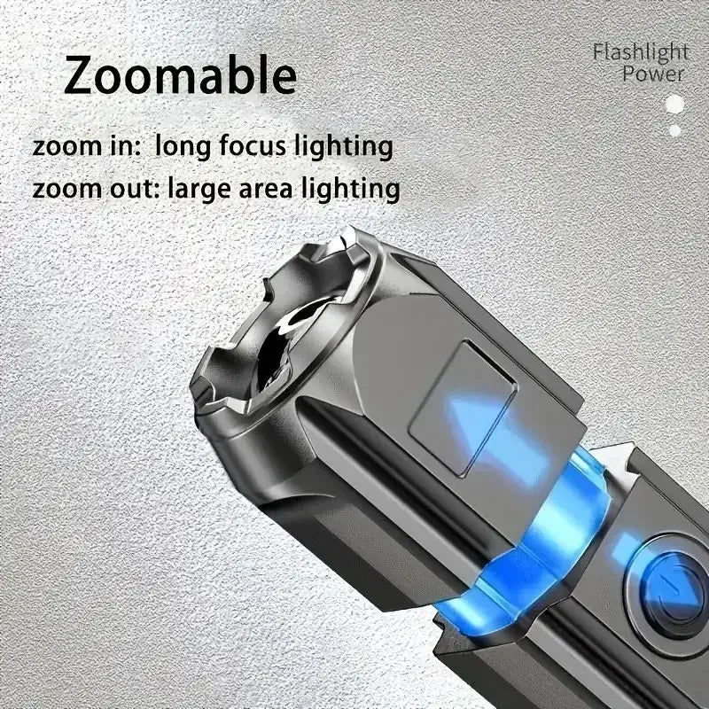 Ultra-Bright Rechargeable LED Flashlight – 100,000 Lumens USB Zoomable Tactical Light for Fishing, Hunting & Camping