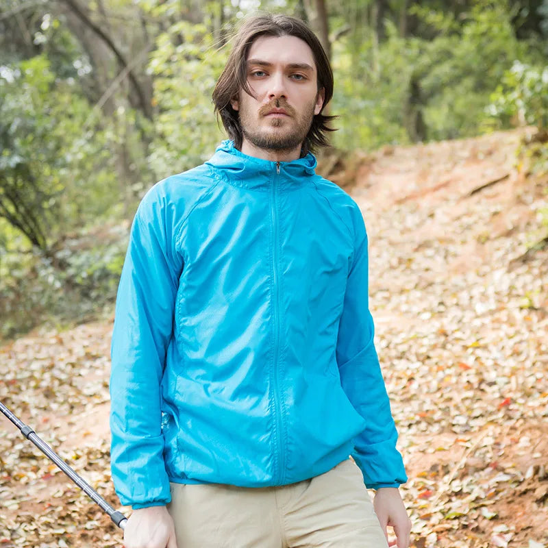 Camping Waterproof Jacket Men Women Windbreaker Men Raincoat Rain Jacket Men Waterproof Hiking Climbing Clothes Sun Protection Trekker Essentials