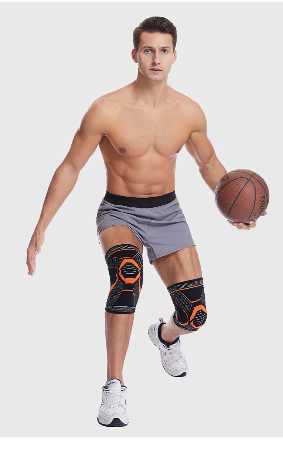 1Pcs Sports Knee Pads Silicone Spring Anti-slip Knee Support Keep Warm Outdoor Sports Skipping Cycling Hiking Mountain Climbing Trekker Essentials