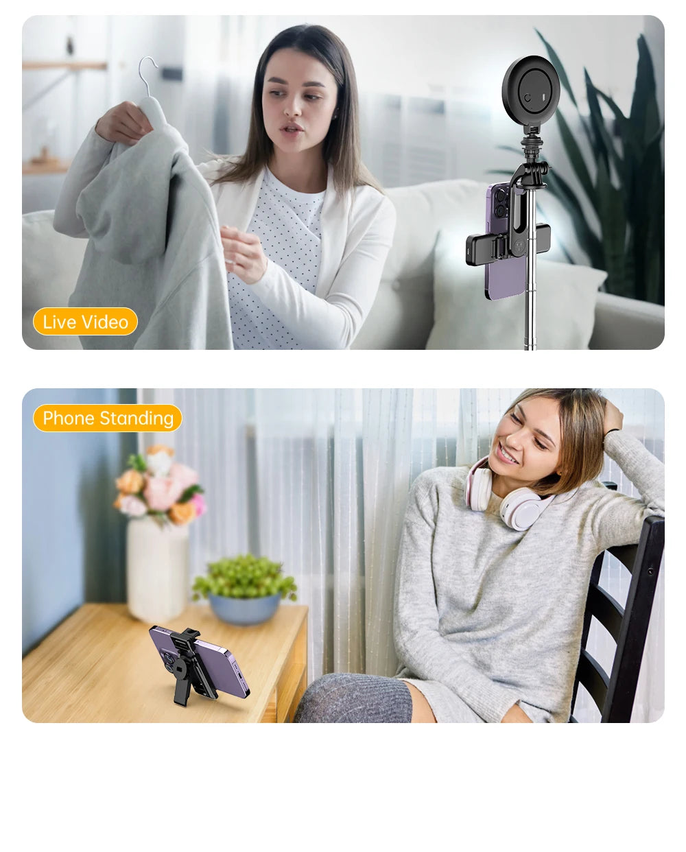 Portable Selfie Stick Tripod with Bluetooth Remote & 360° Phone Holder