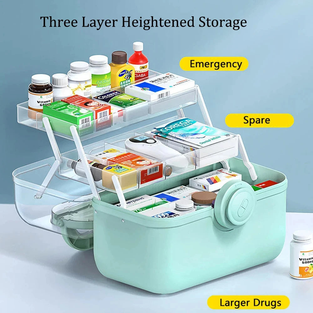3-Layer Large-Capacity Medicine First Aid Kit Portable Foldable Split Multi-Layer Storage Box Medicine Container Family Tool Box Trekker Essentials