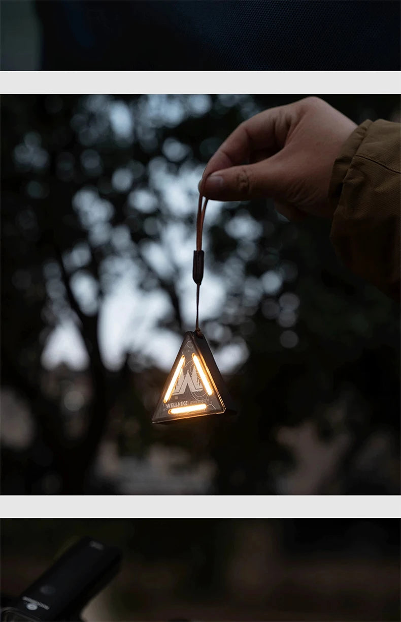 WELLHIKE Outdoor Tactical Triangle Light SWS Riding Night Light Badge Warning Backpack Decoration Camping Mini Hanging Lights Trekker Essentials