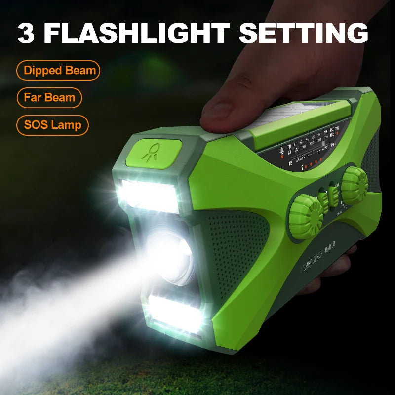 Emergency Solar Hand Crank Radio 10000mAh – Portable Weather Radio, Power Bank & Survival Tool with LED Flashlight & SOS Alarm Trekker Essentials