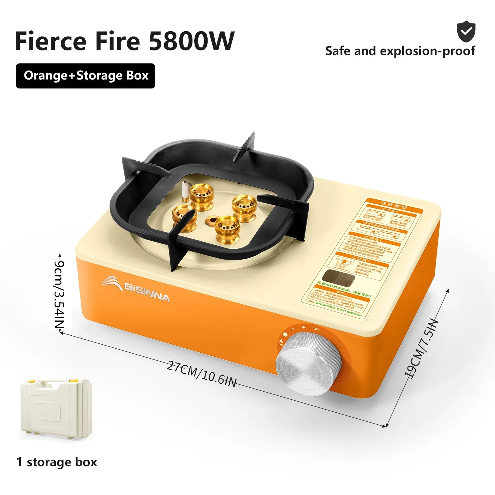 BISINNA Camping Gas Stove 5800W High Firepower Outdoor Portable Cassette Burner for Picnic Hiking Trekking Trekker Essentials