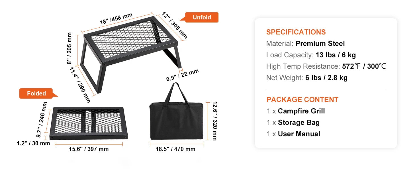SucceBuy 18/24in Barbecue Charcoal Grill Outdoor Home Appliance for Outdoor Cooking Camping Picnics Beach Trekker Essentials