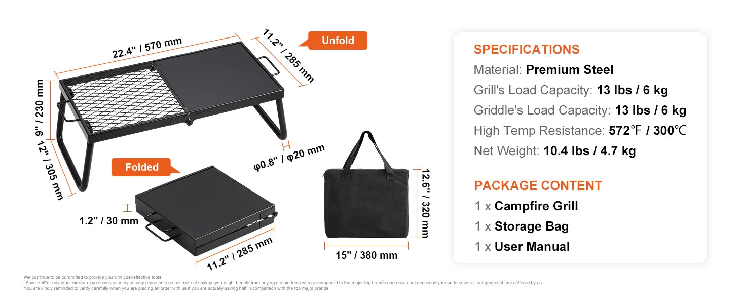 SucceBuy 18/24in Barbecue Charcoal Grill Outdoor Home Appliance for Outdoor Cooking Camping Picnics Beach Trekker Essentials