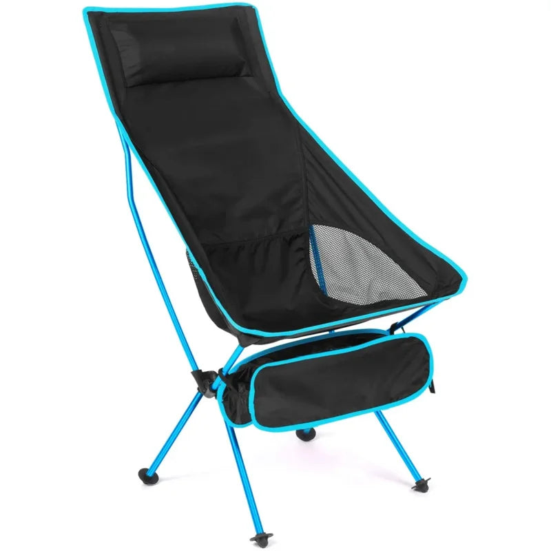 Portable Ultralight Folding Camping Chair - Oxford Fabric, Extended Length for Outdoor Fishing, BBQ, Picnic, Beach Festival