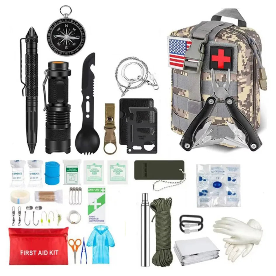 Survival First Aid Kit Survival Full Set Molle Outdoor Gear Emergency Kits Trauma Bag Camping Hiking IFAK Adventures Bag Trekker Essentials