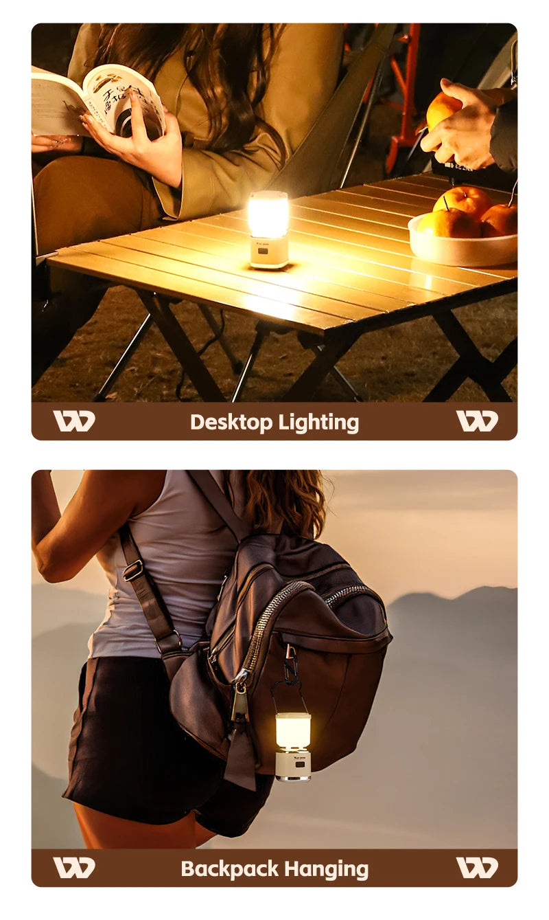 USB-C Rechargeable Camping Light - Magnetic Base LED Lantern with Tripod