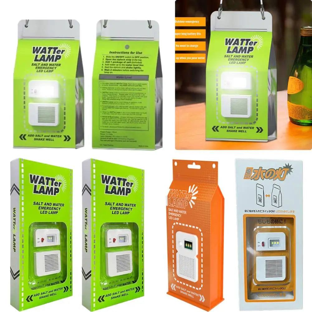 LED Salt Water Emergency Lamp Camping Energy Saving Lamp Waterproof Portable Night Fishing Lamp Travel Supplies for Car Outdoor Trekker Essentials