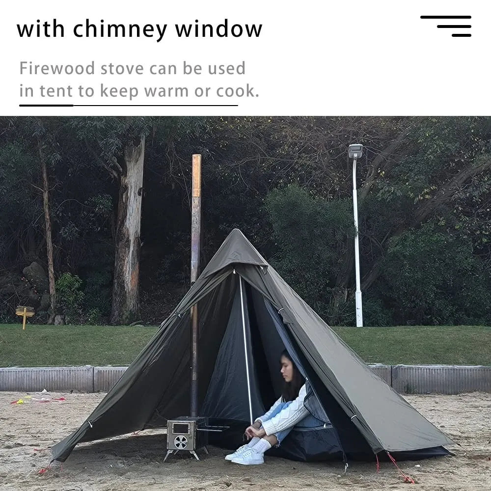 Ultralight Hot Tent with Chimney Port – 1 Person Pyramid Tipi Tent for Camping & Bushcraft Trekker Essentials