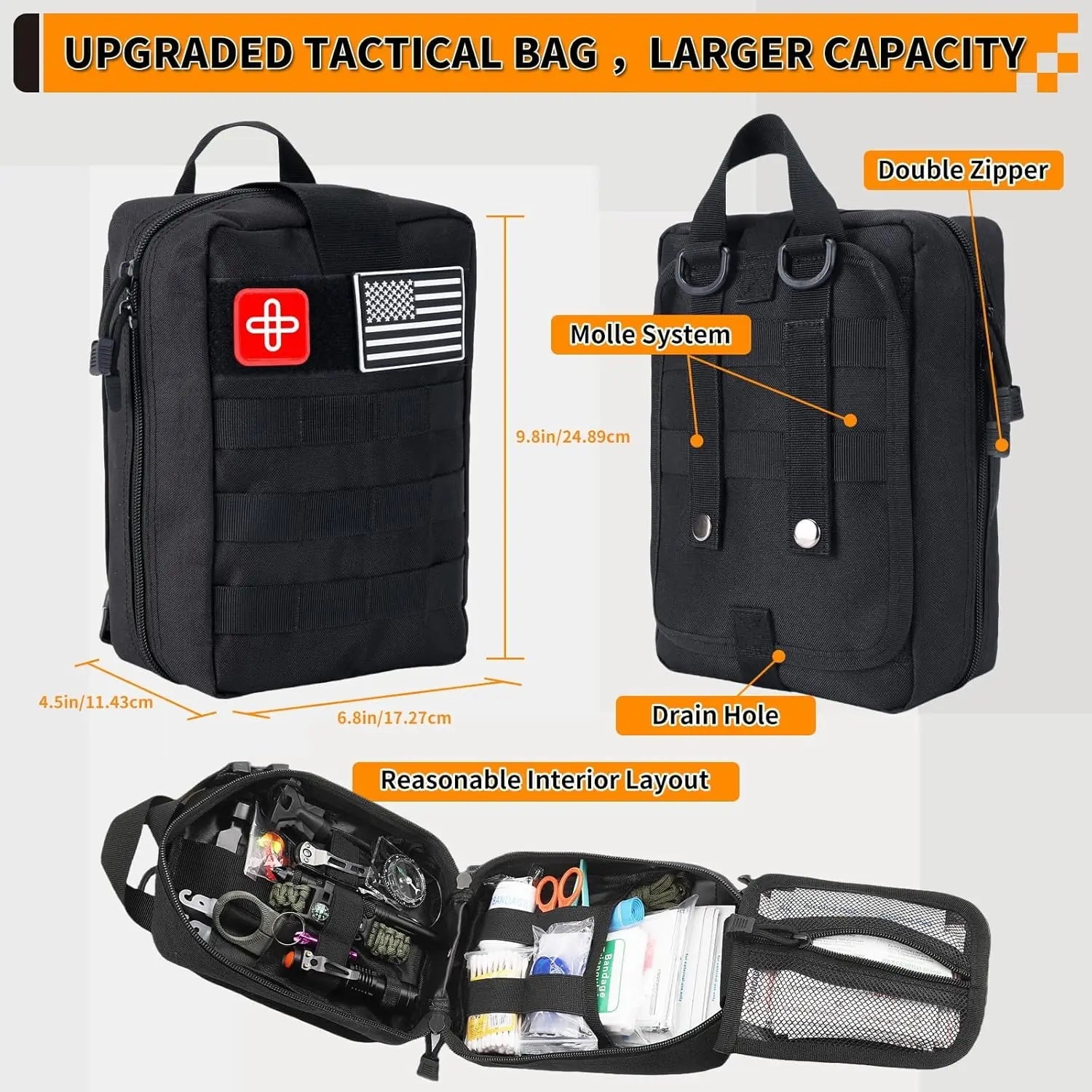 252-Piece Emergency Survival Kit with MOLLE Bag, First Aid Gear for Outdoor Adventure, Car Travel, Earthquake Preparedness Trekker Essentials
