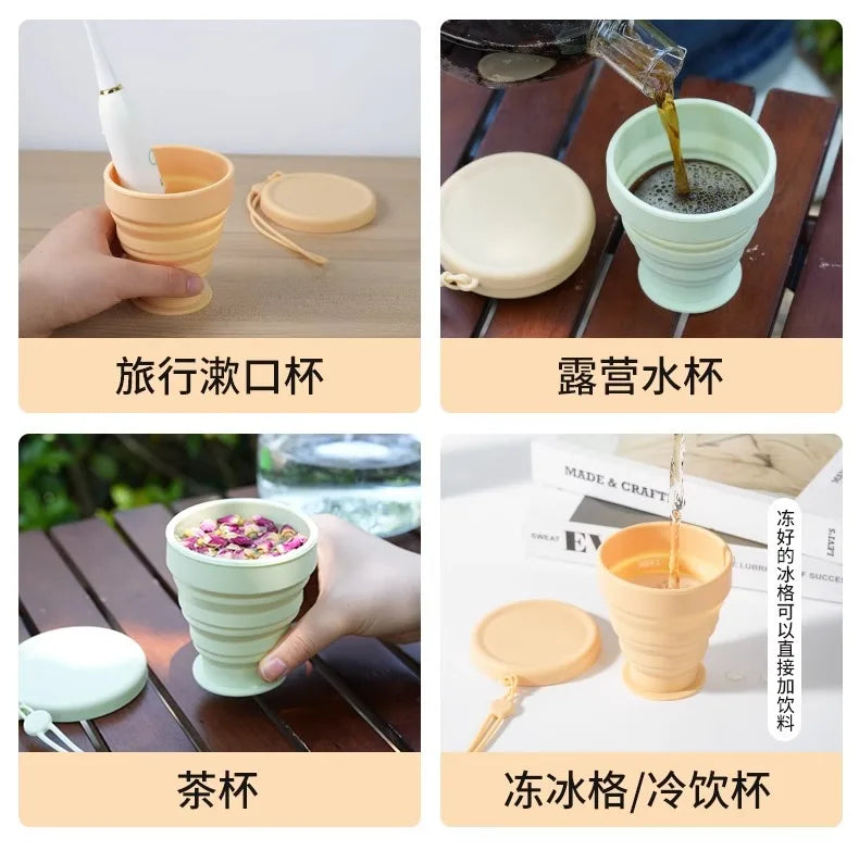 Vaso de viaje plegable: botella de agua de silicona portátil y plegable para camping, senderismo y aventuras al aire libre.