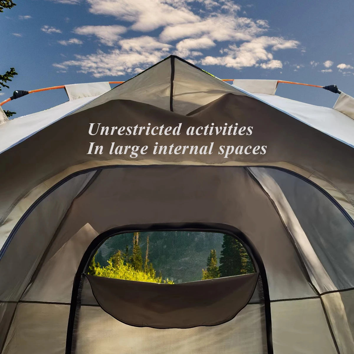 Instant Pop-Up Camping Tent - 4-Season Shelter with Dual Doors & Windows