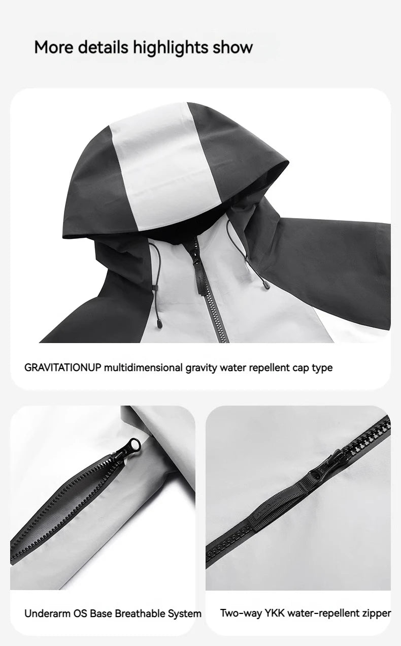 Naturehike Waterproof Hooded Jacket Hiking Hardshell Coat Camping Windbreaker Fishing Raincoat Patchwork Outer Protective Layer Trekker Essentials