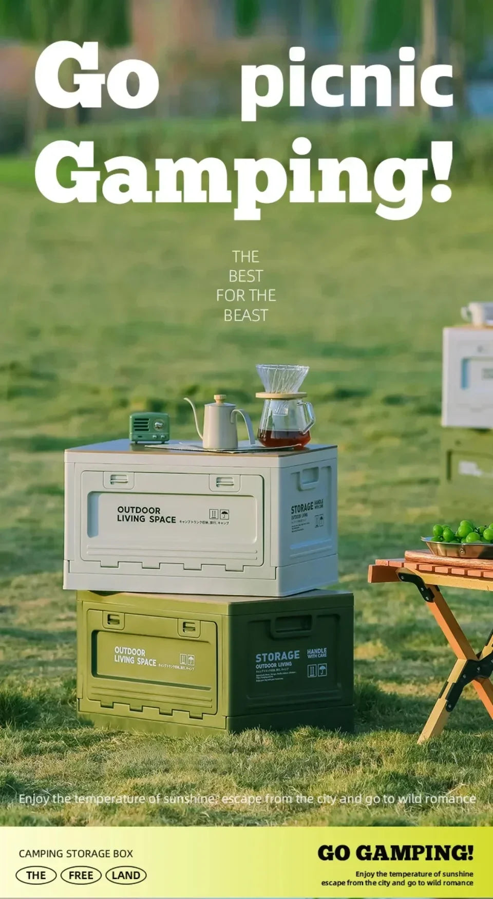 Foldable Camping Storage Box – 27L/50L Large Capacity Organizer for Outdoor, Picnic & Car Trunk