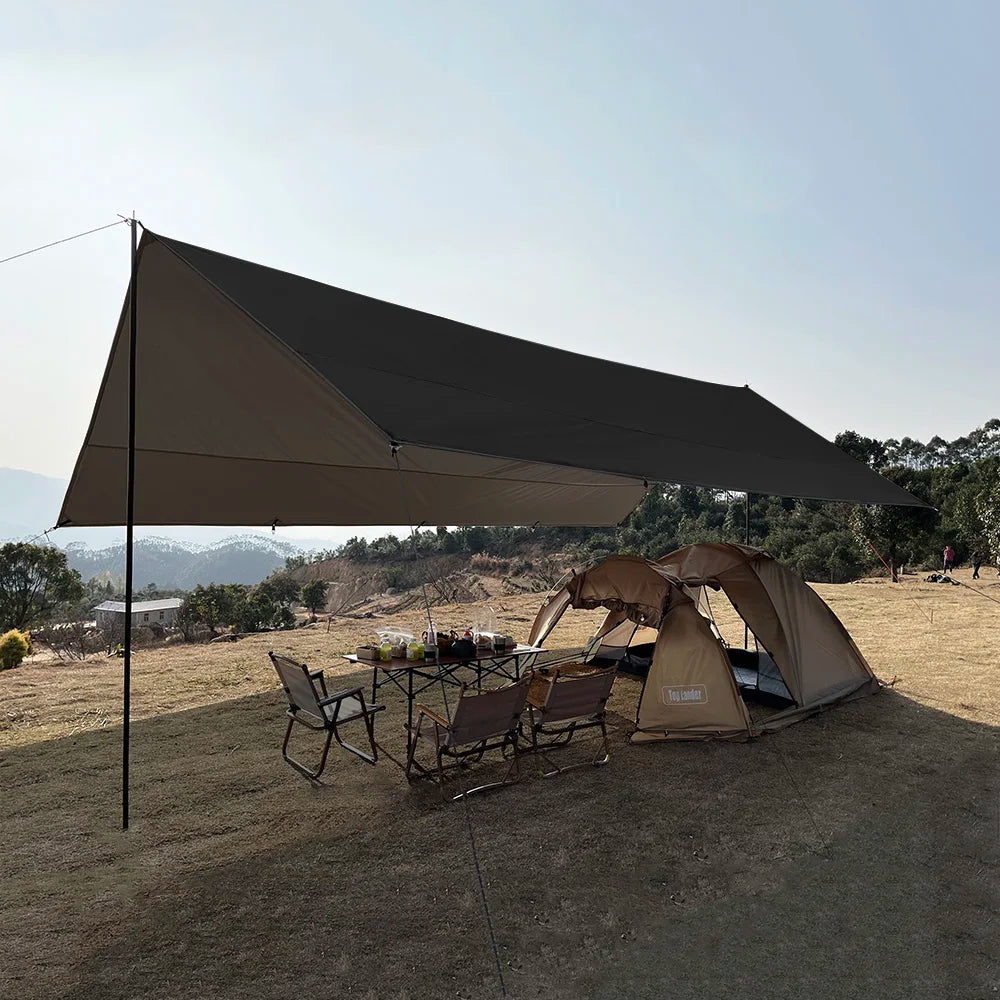 Top Lander Large Camping Waterproof Tarp Oxford 4X6 Outdoor Canopy Sun Shelter Tent Tourist Awning Shade for Multiple People Trekker Essentials