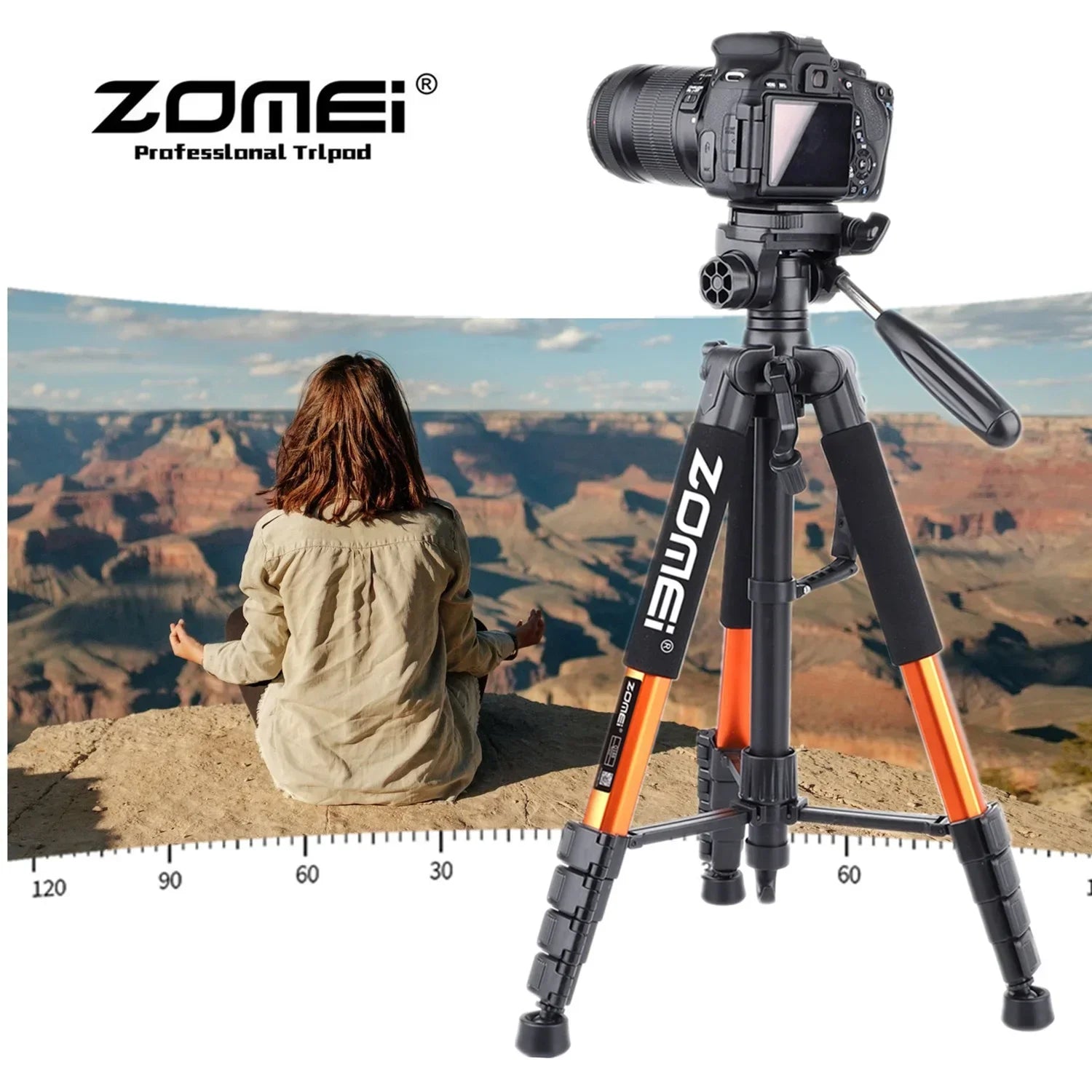 73.6" Professional Camera Tripod - 5kg Load Aluminum Alloy DSLR/Phone Stand