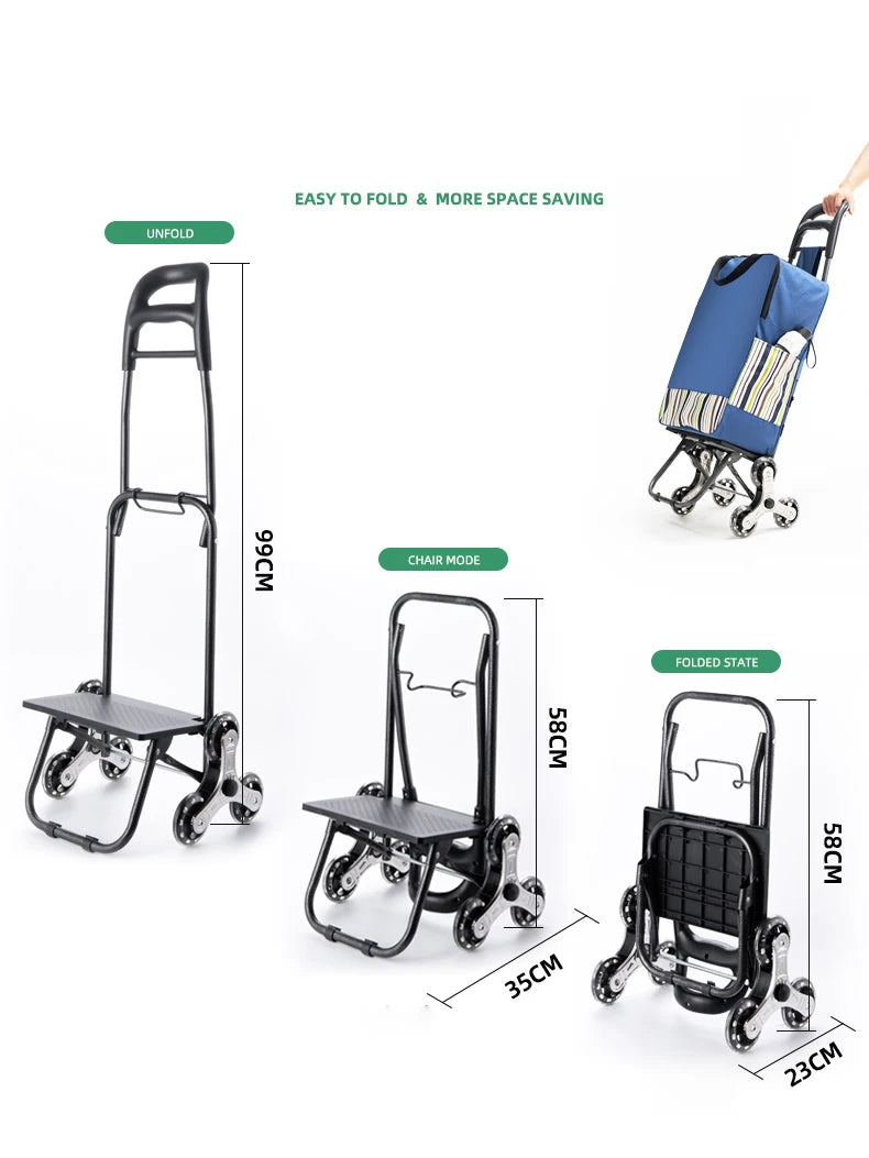 Light Grocery Shopping Trolley Household Climbing Stairs Folding Trailer Outdoor Travel Hand Pull Shopping Cart