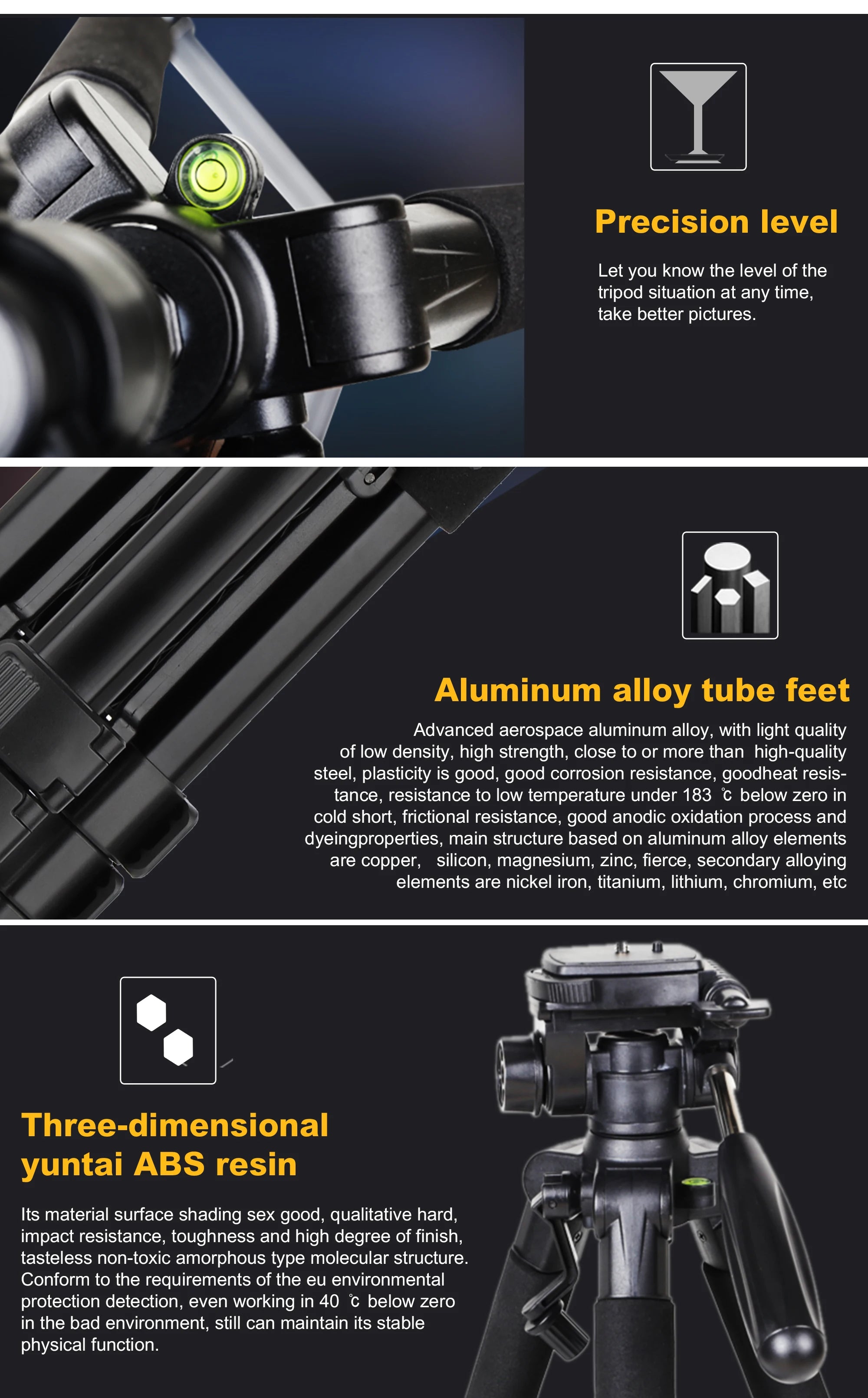 73.6" Professional Camera Tripod - 5kg Load Aluminum Alloy DSLR/Phone Stand